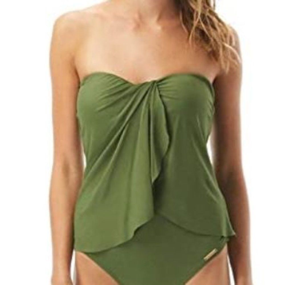 Vince Camuto Draped Bandini Swimsuit Top M Green - Picture 5 of 5